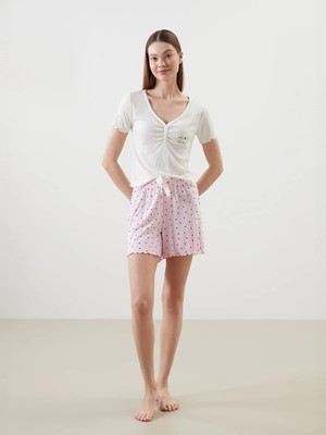 Lc Waikiki Yeni Sezon Kalp Baskılı Kadın Şortlu Pijama Takımı