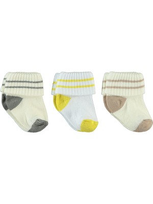 Civil Baby 3'lü Hardal Renk Erkek Bebek Çorap Seti Pamuk, Polyamid ve Elastan Karışımı