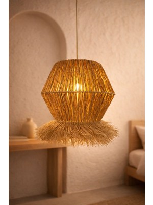 Lionn Dekor Hasır Modern Bal Kabağı Rafya Avize