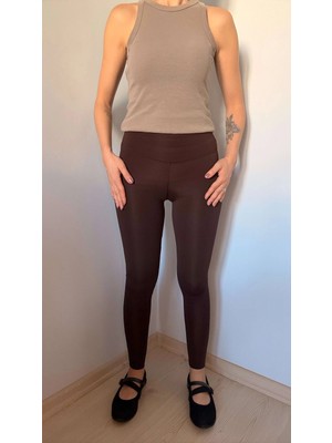 Kahverengi Şardonlu Oys Tayt