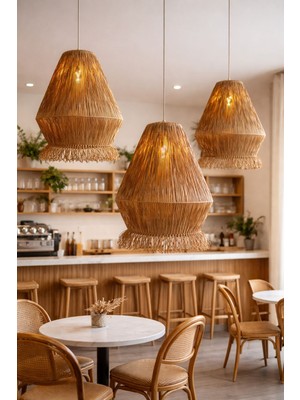 Lionn Dekor Kubbe Rafya Avize