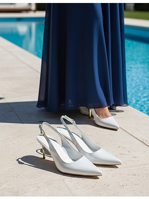 KAFKASLAR AYAKKABI Kaymaz Taban 6cm Ince Topuklu Mat Parlak Önü Kapalı Arkası Açık Kadın Abiye Ayakkabı