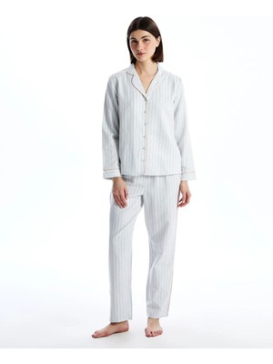 Lc Waikiki Yeni Sezon Gömlek Yaka Çizgili Kadın Pijama Takımı