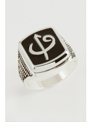 Zero Land Storozde Vav Elif Metal Erkek Yüzük - Gümüş Rengi