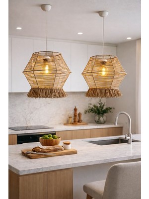 Lionn Dekor Bal Kabağı Rafya Kahve Avize