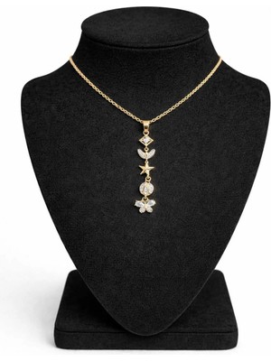 Yıldız ve Kelebek Figürlü Taşlı Tasarım Charm Kolye