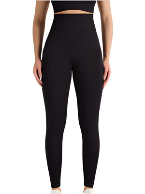 Renklime Dikişsiz Düz Tayt  Kadın AK4251