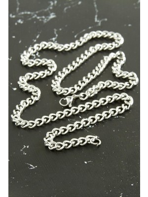 Zero Land Storozde Düz Zincir Çelik Kolye 55 cm - Gümüş Rengi