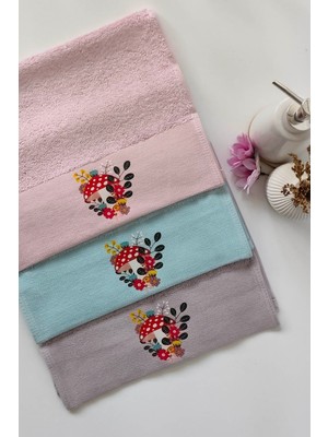 Sevim 3'lü Dijital Baskılı Mantar Desenli Bambu Havlu Takımı - El & Yüz & Mutfak Havlusu - 30X50 cm