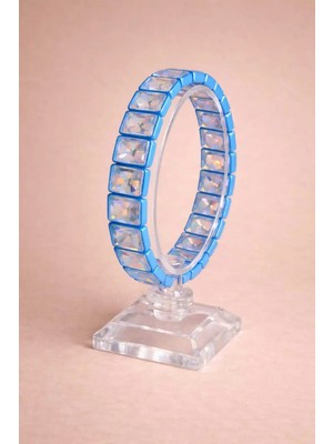 Mavi Kare Kesim Kristal Taşlı Kadın Bileklik