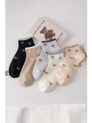 Hitit Socks Kadın 5 Çift Yüksek Pamuklu Nefes Alabilen Esnek Kolej Soket Çorap