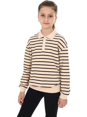 Toontoy Kız Çocuk Çizgili Sweatshirt