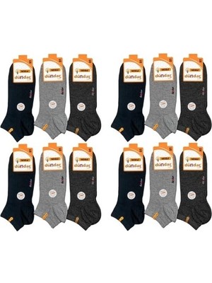 Dündar Kadın Modal Plus Patik Çorap Koyu Asorti Çok Renkli - Renk 4506 - 12 Adet