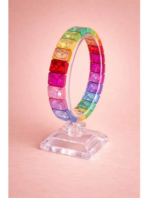 Renkli Kare Kesim Kristal Taşlı Kadın Bileklik