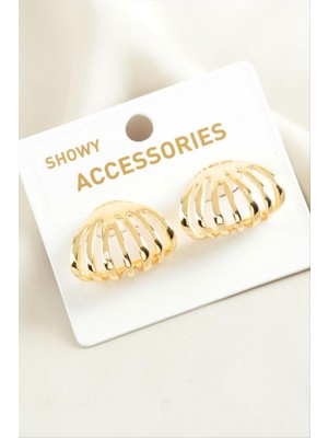 Zero Land Snmswrld Yelpaze Trend Metal Küpe-Sarı