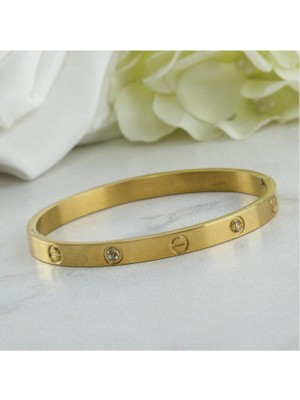 Zero Land Storozde  Crt Taşlı Çelik Bileklik (Kalın) - Sarı