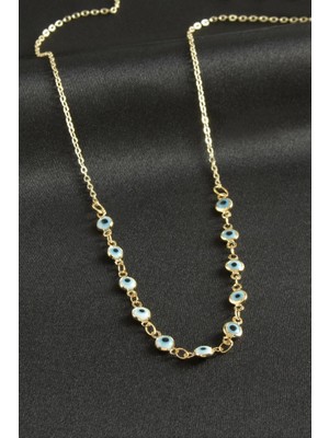 Zero Land Storozde Nazarlı Mineli Kolye - Beyaz