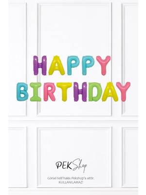 Pekshop Çok Renkli Mix Happy Birthday Harf Balonlar Doğum Günü Balon Seti