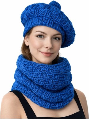 Uretti - Emine 9106 0257 El Örgüsü Kadın Bere ve Boyunluk Takımı – 2’li Kışlık Akrilik Örgü Set