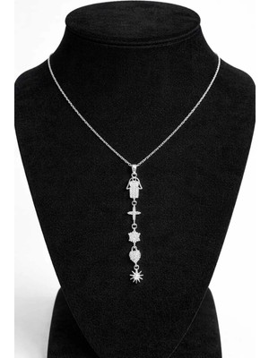 Fatma Ana Eli ve Yıldız Figürlü Uzun Sarkıt Kolye