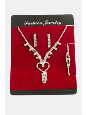 Zero Land Storozde Kalp Suyolu Set Kolye - Gümüş Rengi