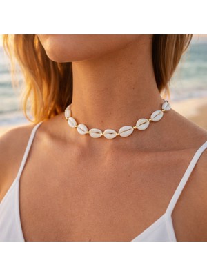 Fynbos Deniz Kabuklu Makrome Ayarlanabilir Choker Kolye | Yazlık Plaj Bohem Kadın Kolye