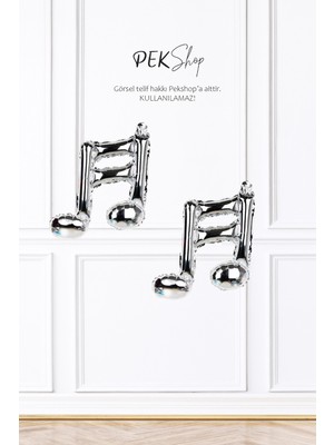 Pekshop 2li Gümüş Nota Şekilli Folyo Balon Silver