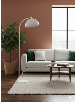 Avizade Nebula Beyaz Metal Retro Lambader-Modern Salon Aydınlatması-Eğimli Başlıklı Dekoratif Köşe Lambası