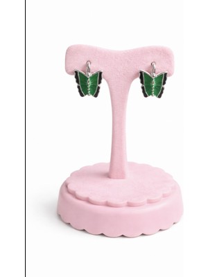 Miraç Gümüş Takı Atölyem 925 Ayar Gümüş Kelebek Detaylı Mineli Kız Çocuk Küpesi