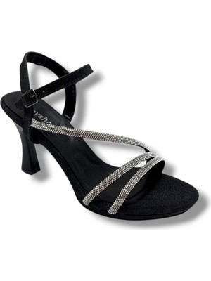 Erbay 88-26 Simli Şerit Bant Taşlı Ince Topuk Kadın Sandalet