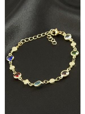 Zero Land Storozde Yuvarlak Kristal Taşlı Çelik Bileklik - Sarı