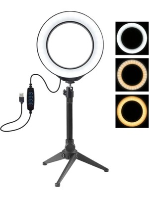 Epilons Puluz 6.2cm PKT3032 LED Işık 16CM Stand Youtubercanlı Yayın Selfie Tiktok MAKEUP-(5775)