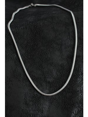 Epilons 316L Çelik Oval Italyan Zincir Model Gümüş Renk Erkek Kolye - TJ-ERK1396