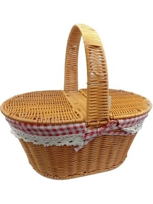 LTG Nova Yuvarlak Kapaklı Hasır Piknik Sepeti
