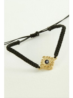 Zero Land Storozde Nazar Çiçek Makrome Ip Bileklik - Sarı