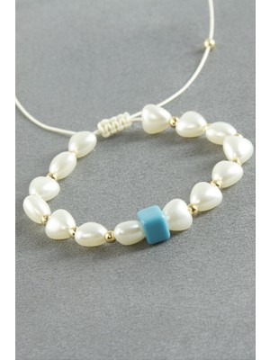 Zero Land Storozde Kalp Inci Bileklik - Beyaz