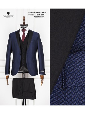 Fabio Cassel Erkek Yelekli Damatlık Slim Fit Takım Elbise