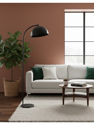 Avizade Nebula Siyah Metal Retro Lambader-Modern Salon Aydınlatması-Eğimli Başlıklı Dekoratif Köşe Lambası