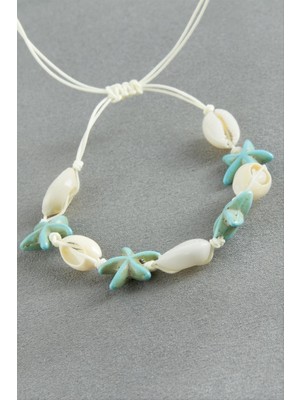 Zero Land Storozde Deniz Yıldızı Istiridye Makrome Ip Bileklik - Turkuaz