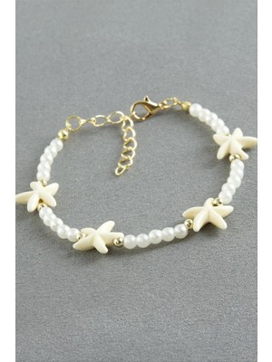 Zero Land Storozde Deniz Yıldızı Inci Bileklik - Beyaz