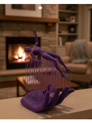 Shopwave 3D El Insan Figürü Mor Modern Masa Üstü Ev ve Ofis Dekoru