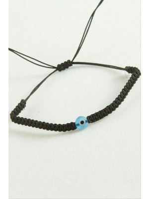 Zero Land Storozde Nazar Boncuk Makrome Ip Bileklik - Siyah