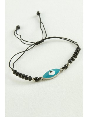 Zero Land Storozde Nazar Oval Kristal Bileklik - Siyah