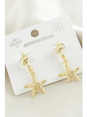 Zero Land Storozde Deniz Yıldızı Metal Küpe - Sarı