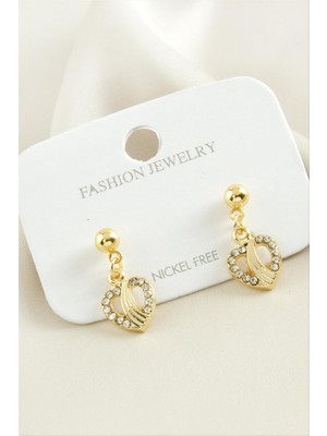 Zero Land Storozde Kalp Taşlı Küpe - Sarı