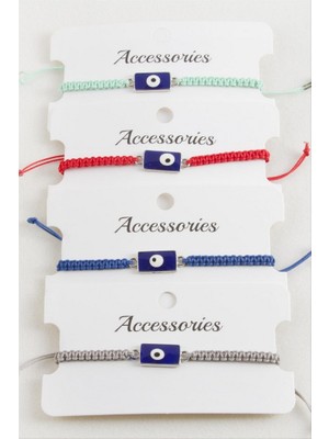 Zero Land Storozde Dikdörtgen Nazar Makrome Örgülü Bileklik - Pembe