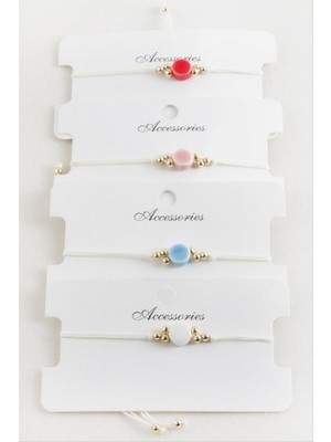 Zero Land Storozde Yuvarlak Makrome Ip Bileklik - Beyaz