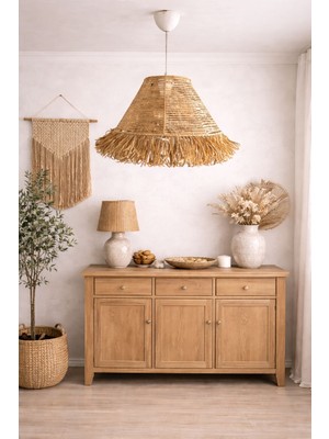 Saçaklı Modern Kahve Rafya Avize 2. Model