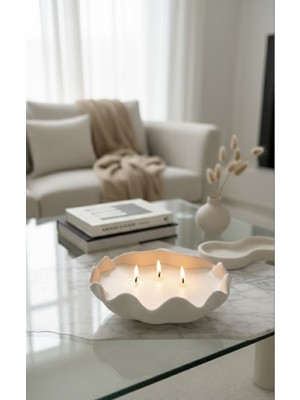 El Yapımı Modern Tasarım Dekoratif Istiridye Tabak Soya Mum (14X16)