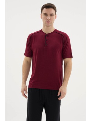 Kly Yeni Sezon Erkek Midi Yaka Şık Tasarım Pijama Takımı